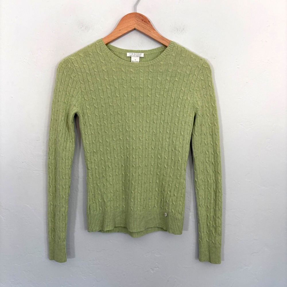 Tweeds Cashmere Sweater Women Size Small Light Green Long Sleeve Pullover Flaw